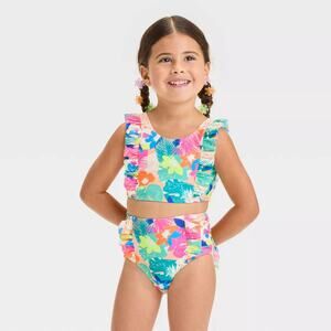 Used- great condition
Cat&Jack Baby Girls' Floral Printed Ruffle Bikini 18M